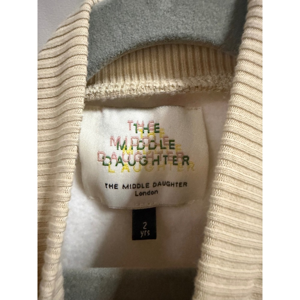 The Middle Daughter London Girls Floral Fleece Sweatshirt Dress Beige 2Yrs - Picture 3 of 3